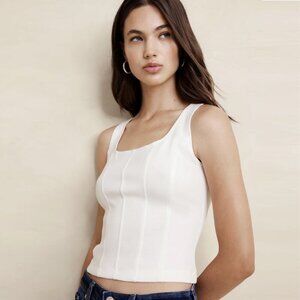 Banana Republic NWT Soft Touch Scuba Corset Top in Snow Day White, size S